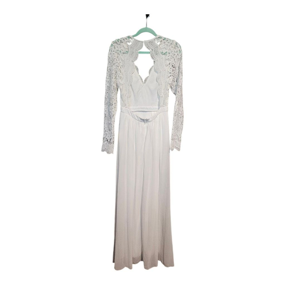 Lulus White Lace Long Sleeve Maxi Dress S - Picture 9 of 16